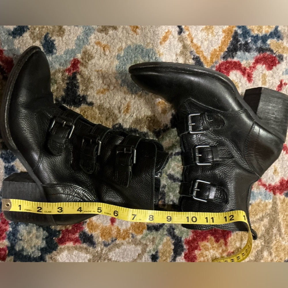 Vince Camuto Black Leather Buckle Ankle Boots